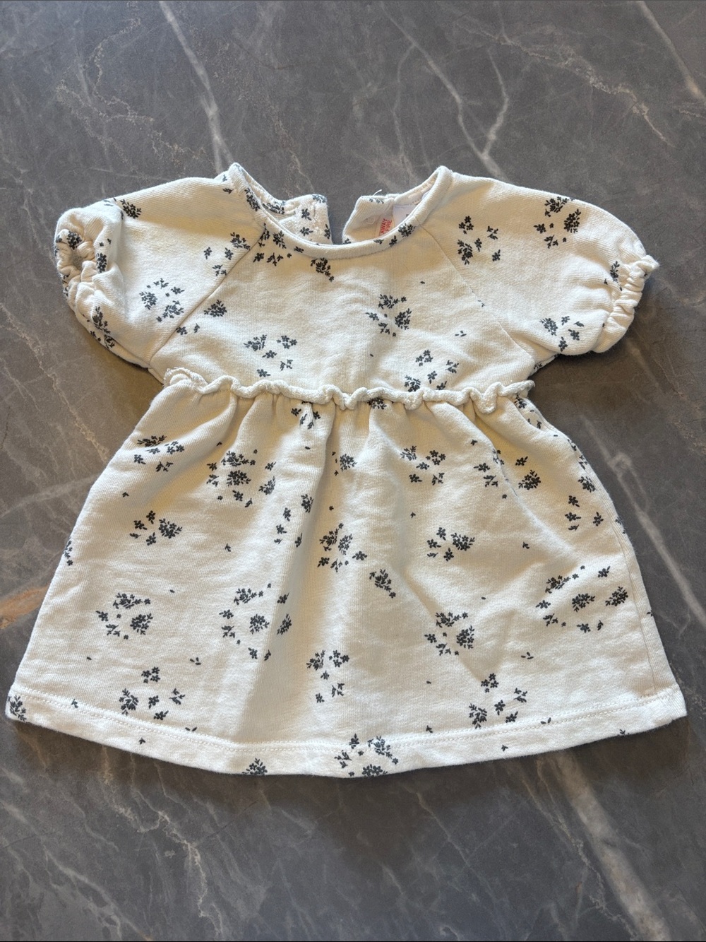 Zara Cream Dress with Black Floral Motif